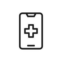 Smartphone with First aid kit in line icon