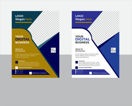 modern flyer template,Layout design. Corporate business annual report .Flyer mocup  . Creative modern concept .Geometric shape . White and blue colour .Business flyer  template .Editable flyer templat
