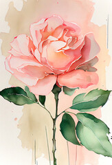 pink rose,background with flowers,illustration,watercolor painting