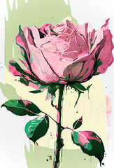pink rose,background with flowers,illustration,watercolor painting