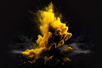yellow explosion on a black background, generative ai