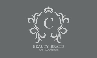 Luxury initial C logo template for restaurant, royalty, boutique, cafe, hotel, heraldic, jewelry, fashion and other vector illustrations