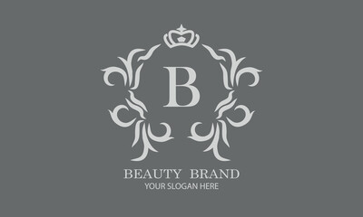 Luxury initial B logo template for restaurant, royalty, boutique, cafe, hotel, heraldic, jewelry, fashion and other vector illustrations