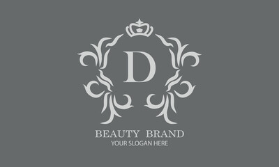 Luxury initial D logo template for restaurant, royalty, boutique, cafe, hotel, heraldic, jewelry, fashion and other vector illustrations