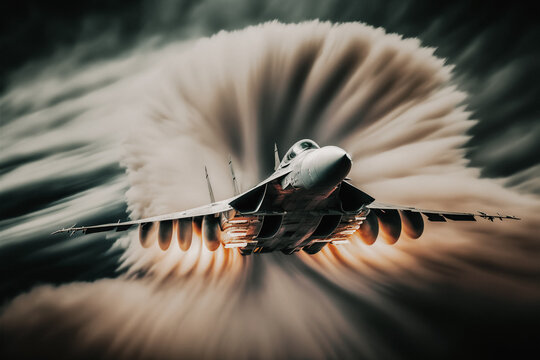 Military jet aircraft exceeding the speed of sound, Generative AI