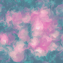 impressionism watercolor background with flowers, seamless repeating pattern