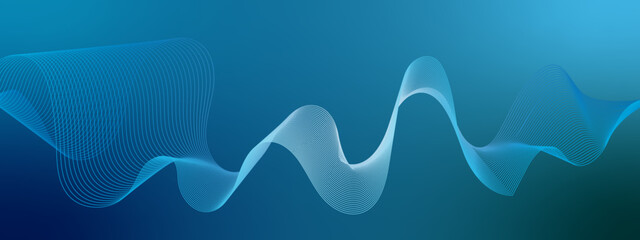 Abstract modern colorful blue wavy stylized blend liens gradient background. Blending gradient colors. Digital frequency track equalizer. Colorful shiny and smooth blend lines background. 