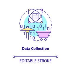 Data collection concept icon. Digital technology. Information processing stage abstract idea thin line illustration. Isolated outline drawing. Editable stroke. Arial, Myriad Pro-Bold fonts used