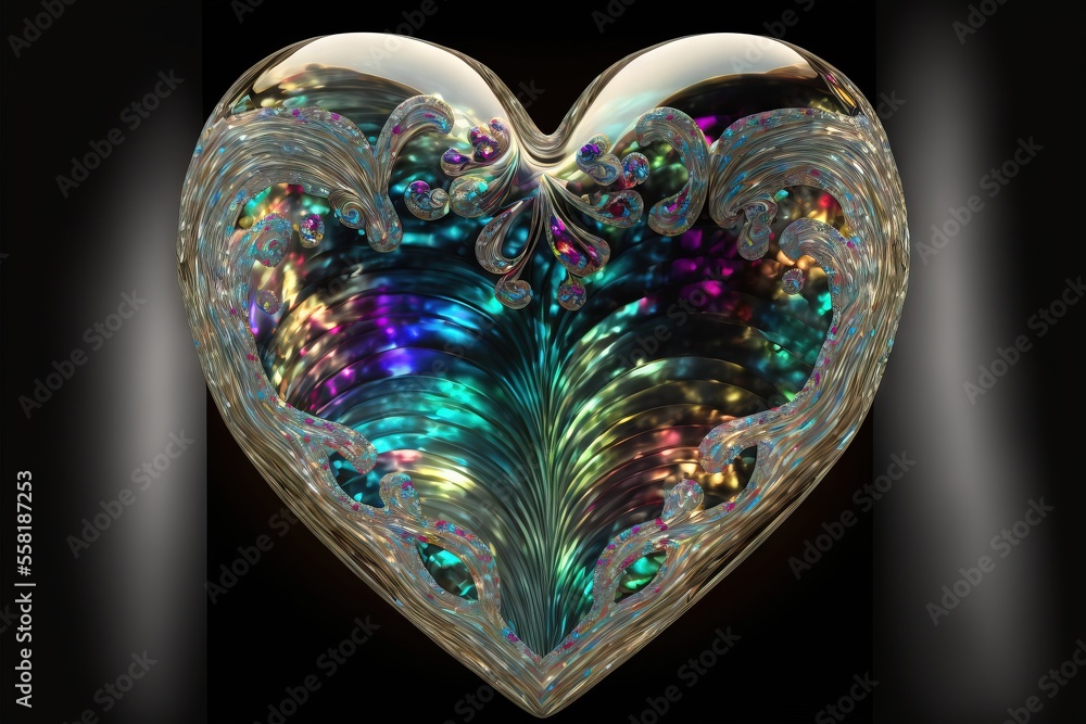 Poster a heart - shaped object with a black background with a white border., generative ai