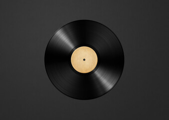 Old vintage vinyl record isolated on black background