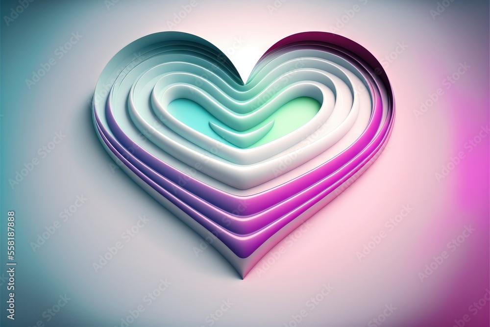 Poster a heart shaped object on a blue and pink background with a pink and blue background and a blue and p