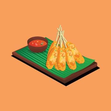 Sempol ayam illustration Indonesian snack food