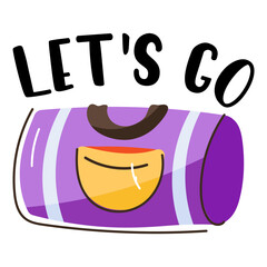 An editable flat doodle sticker of duffle bag 