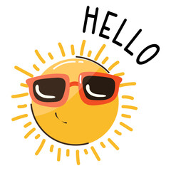 A cute flat doodle sticker of sun 