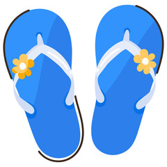 Trendy flat doodle icon of flip flop 