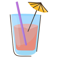 Summer drink, handy flat doodle icon of cocktail 