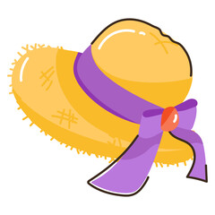 Get your hands on this flat doodle icon of beach hat 