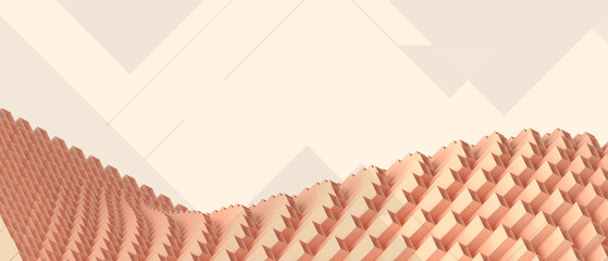 Creative idea. Abstract Background Futuristic origami folding paper for Development technology and Innovation concept on orange background. copy space, digital, banner -3d Rendering