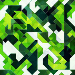 Green geometric seamless pattern.