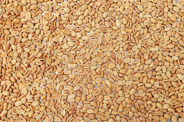 close up of peeled roasted peanuts, healthy nuts, protein food. Isolated background of roasted peanuts. Vegan food and protein nutrition.