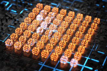 concept of a quantum processor. Blockchain technology concept. 3d render.