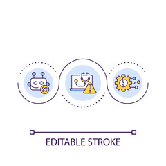 Telemedicine services issues loop concept icon. Digital system breakdown. Poor automation abstract idea thin line illustration. Isolated outline drawing. Editable stroke. Arial font used