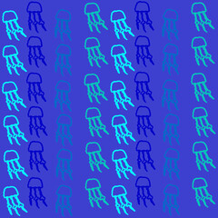 seamless pattern with marks jellyfish,water creature,jelly-like waterfowl