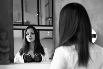 woman fantasy  secretary sexy look in sexy lingerie 