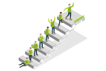 3D Isometric Flat  Conceptual Illustration of Stages Of Change