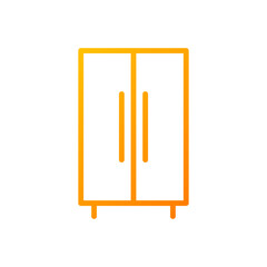 Wardrobe closet pixel perfect gradient linear vector icon. Armoire for bedroom. Wooden cabinet. Home furniture store. Thin line color symbol. Modern style pictogram. Vector isolated outline drawing