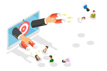 3D Isometric Flat  Conceptual Illustration of Customer Retention Strategy