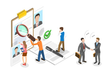 Fototapeta premium 3D Isometric Flat Conceptual Illustration of E-KYC