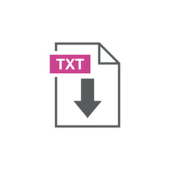 TXT Document Download Icon Vector Template