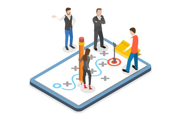 3D Isometric Flat  Conceptual Illustration of Strategic Planning © TarikVision