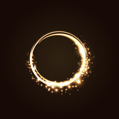 Luminous circle, glitter ring. Beautiful eye-catching round frame vector