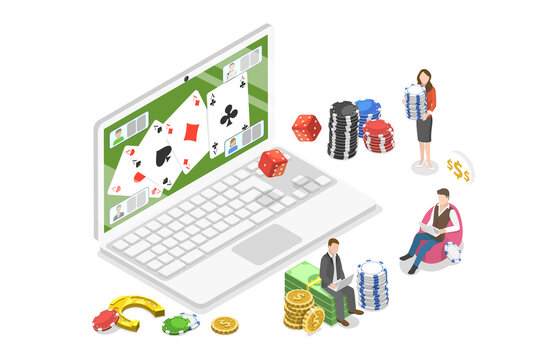 3D Isometric Flat  Conceptual Illustration of Digital Casino