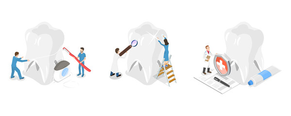 3D Isometric Flat Conceptual Illustration of Dental Care