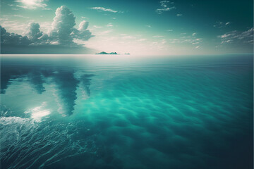 Fototapeta na wymiar Illustration of a blue sky and calm sea. Created with Generative AI Technology