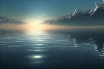 Fototapeta na wymiar Illustration of a blue sky and calm sea. Created with Generative AI Technology