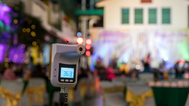 Automatic measuring temperature at hospital . Covid-19 test temperature for human. Covid-19  check the temperatures for human