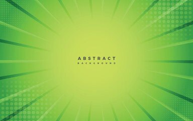 Vector comic style green background with sun brust and halftone decoration. © pixa
