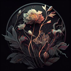 illustration beautiful flowers, 3D illustration.