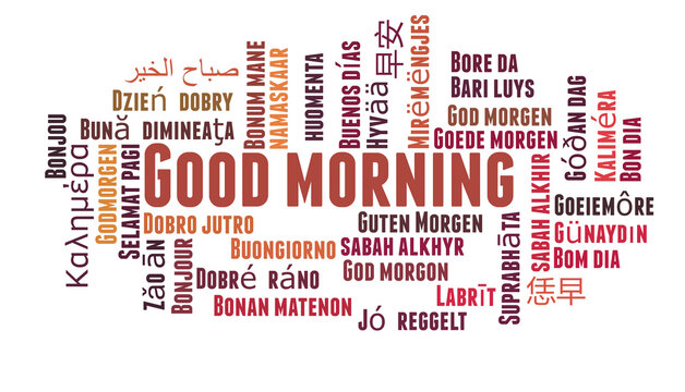 Good morning in different languages word cloud concept