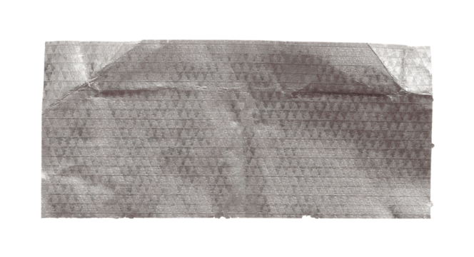 Torn empty pieces texture silver paper isolated on transparent png background.