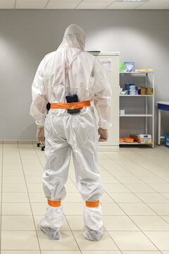 Personal Air Sampling Pump, Attached To An Asbestos Removal Worker. This Pump Makes It Possible To Determine The Operator's Level Of Occupational Exposure To Asbestos