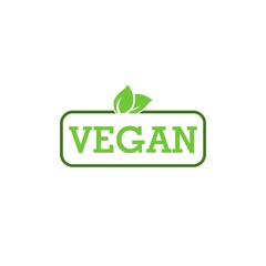Fresh healthy organic vegan food logo label isolated on white background