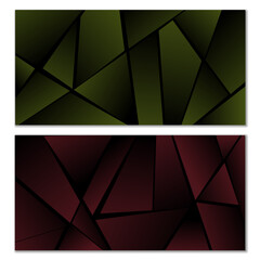 Abstract polygonal pattern. Set of two dark gradient polygonal backgrounds. Background design, cover, postcard, banner, wallpaper