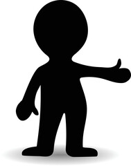 Thumb up man character, male silhouette shape isolated over white background, vector illustration