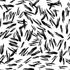 Seamless pattern with black pencil brushstrokes