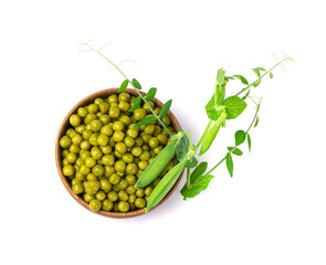 Canned Green Peas Isolated, Sweet Pea Pile, Cooked Legume, Protein Source, Healthy Vegan Food